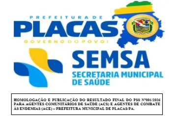 DIVULGAÇÃO DA HOMOLOGAÇÃO E PUBLICAÇÃO DO RESULTADO FINAL - CURSO INTRODUTÓRIO DO PSS Nº001/2026 PARA ACS E ACE